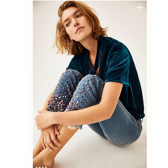 Anthropologie Velvet Tie Neck Top - Picture 4 of 8